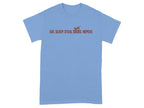 Light blue t-shirt with text "EAT. SLEEP. STEAL. SOCKS. REPEAT."