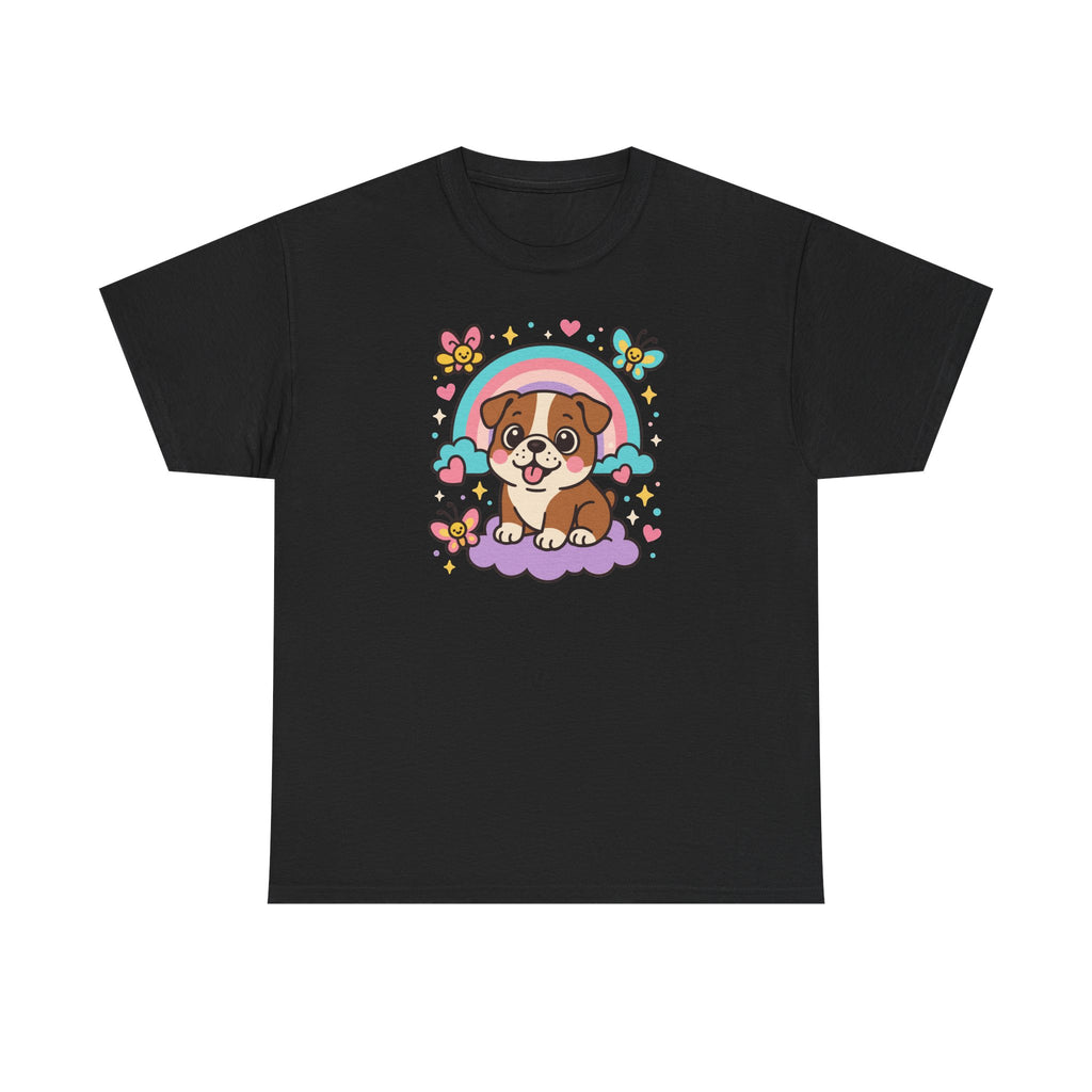 Adorable English Bulldog with Rainbow T-Shirt