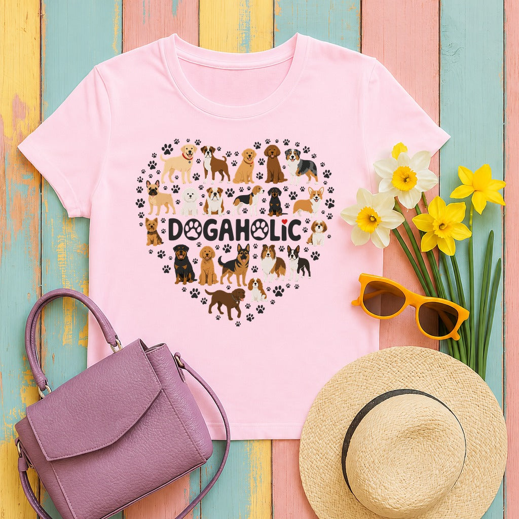 Dogaholic Heart of Paws T-Shirt in Light Pink