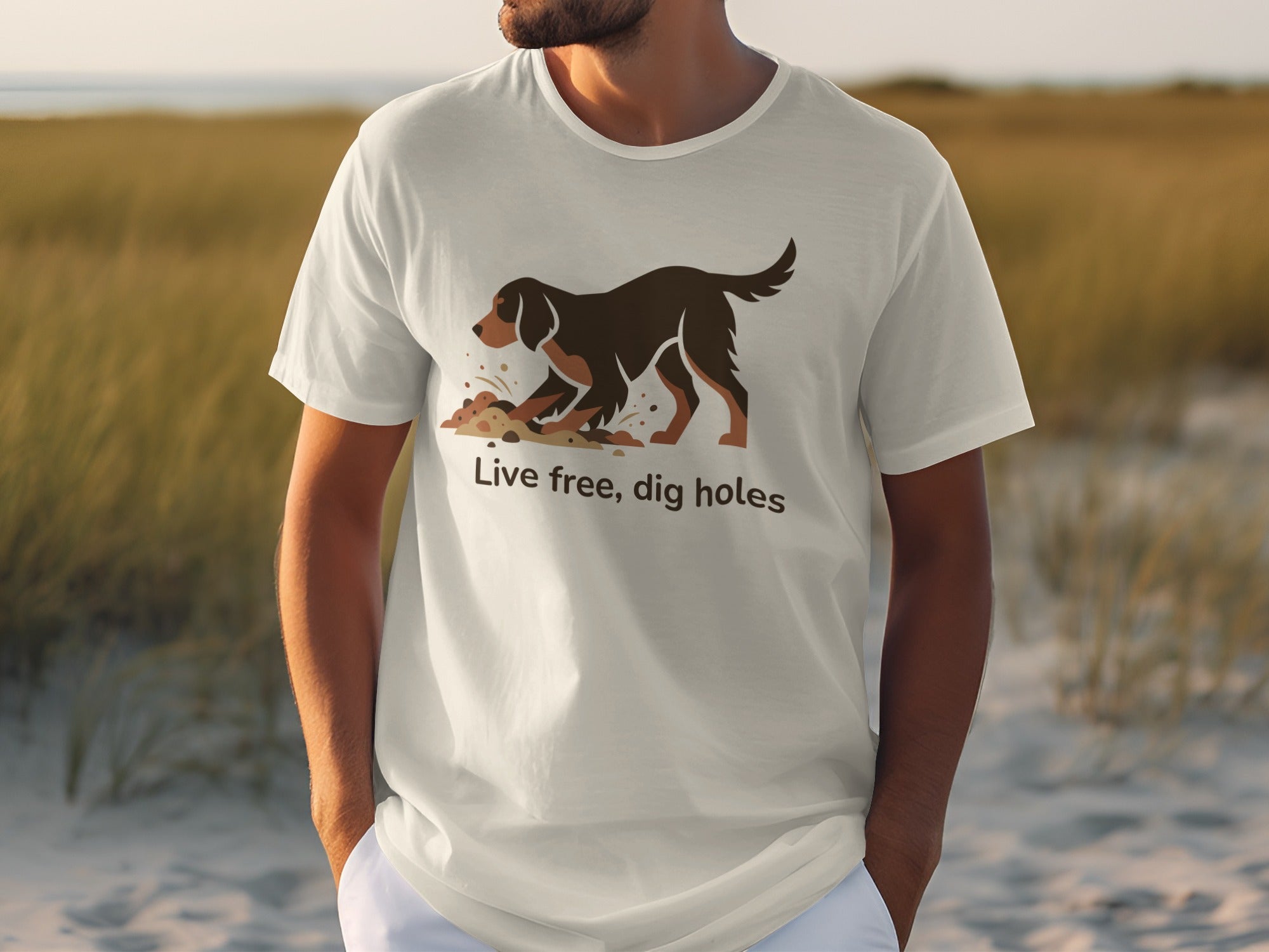 Live Free Dig Holes Dog Lover Graphic T-Shirt
