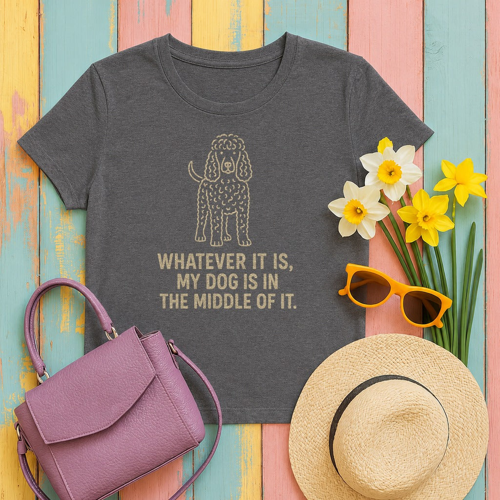 Irish Water Spaniel In The Middle Of It Tee in Dark Grey Heather