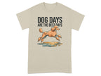 Cream t-shirt with poodle jumping through puddles and text "DOG DAYS ARE THE BEST DAYS".