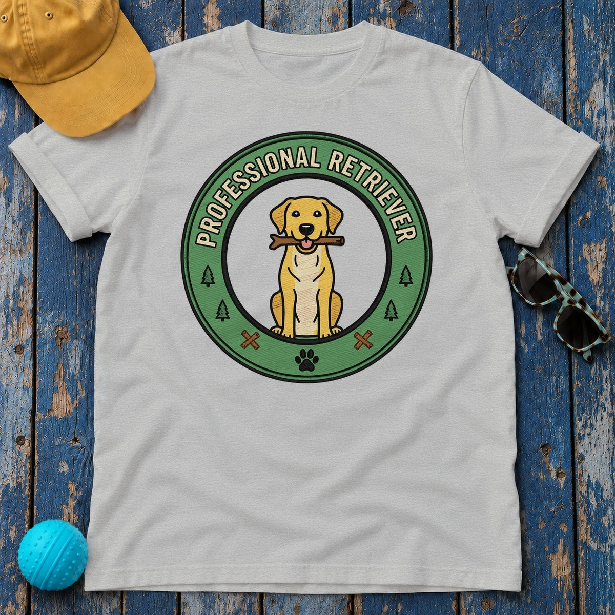 Funny Professional Retriever Yellow Labrador T-Shirt in Sport Grey