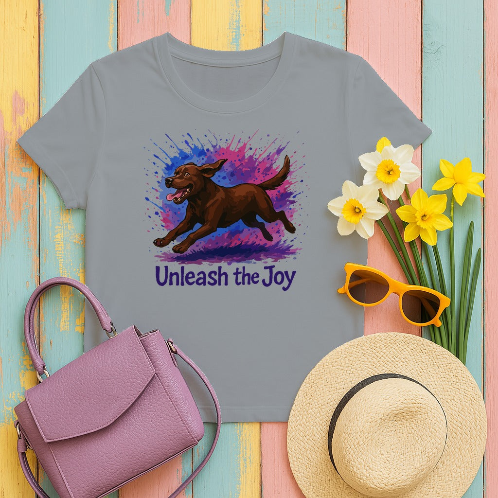 Unleash the Joy Chocolate Lab T-Shirt in Gravel