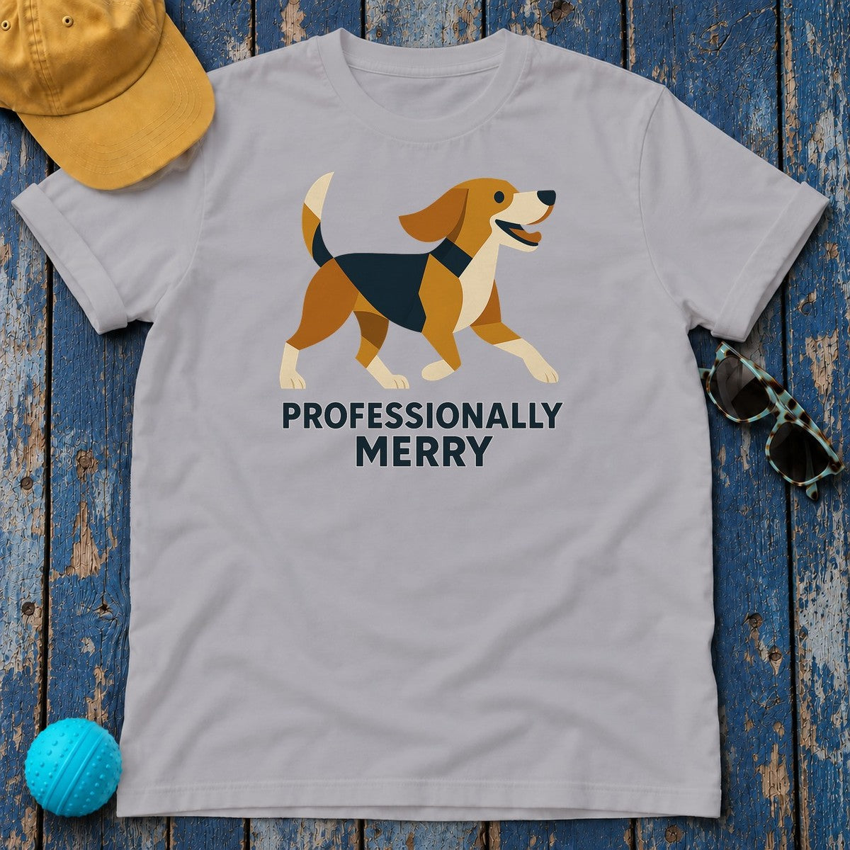 Professionally Merry Beagle T-Shirt in Athletic Heather