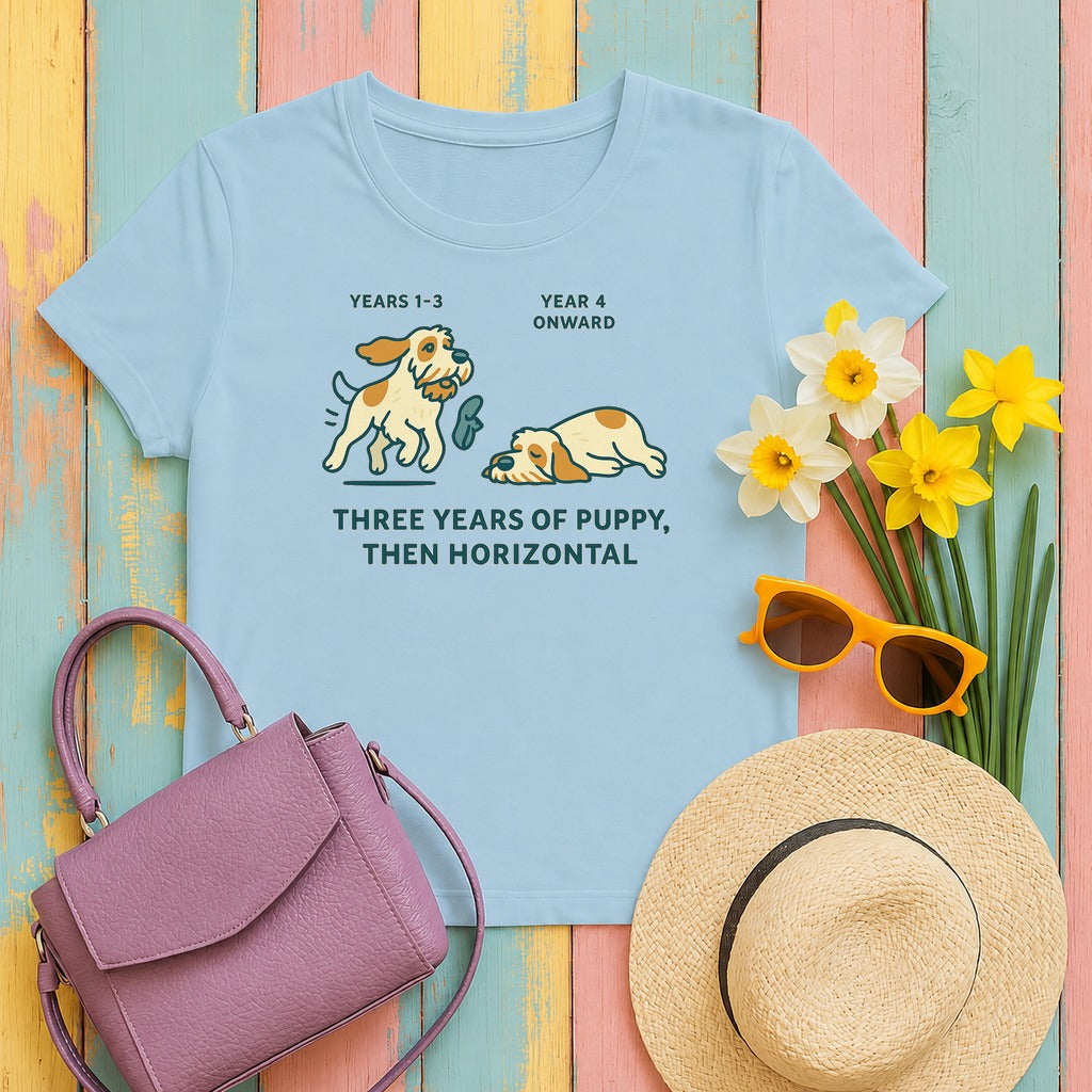 Spinone Italiano Three Years of Puppy Then Horizontal Tee in Light Blue