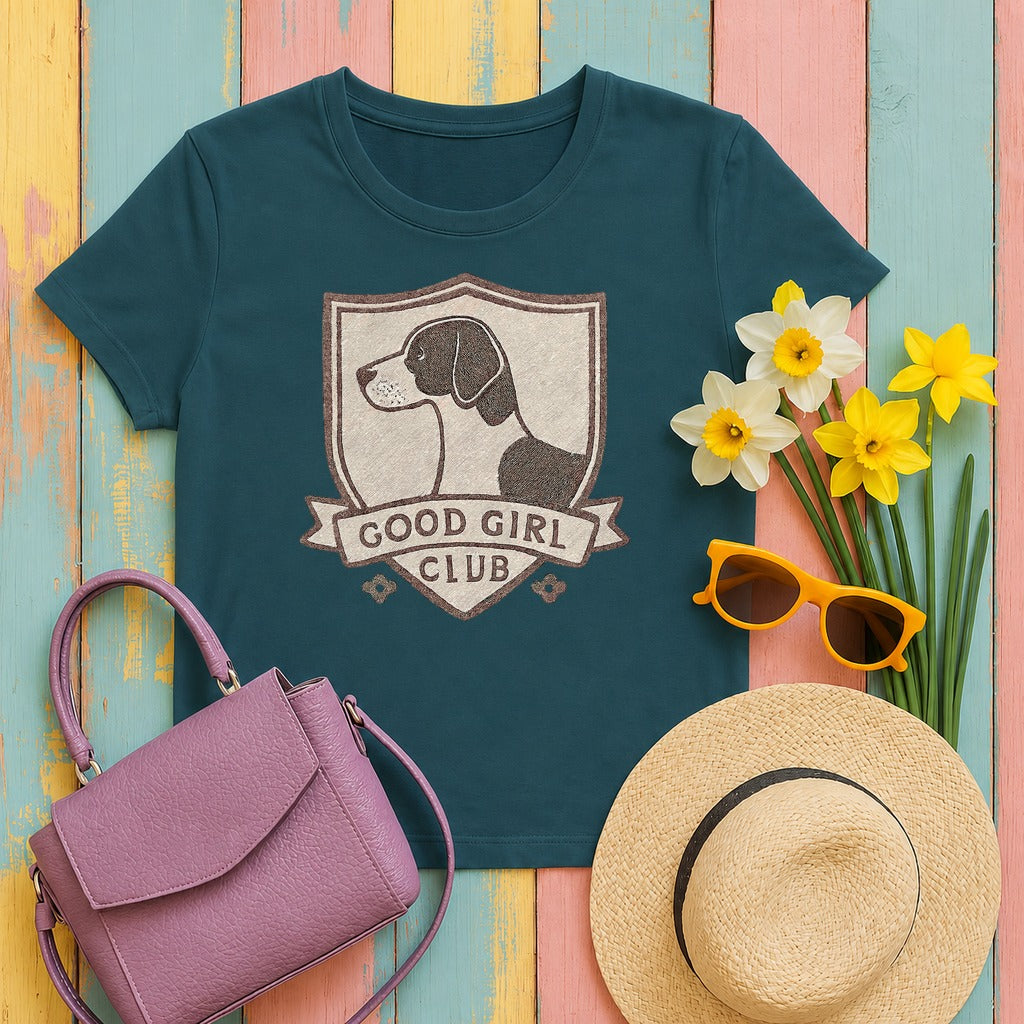 Pointer Good Girl Club T-shirt in Heather Deep Teal