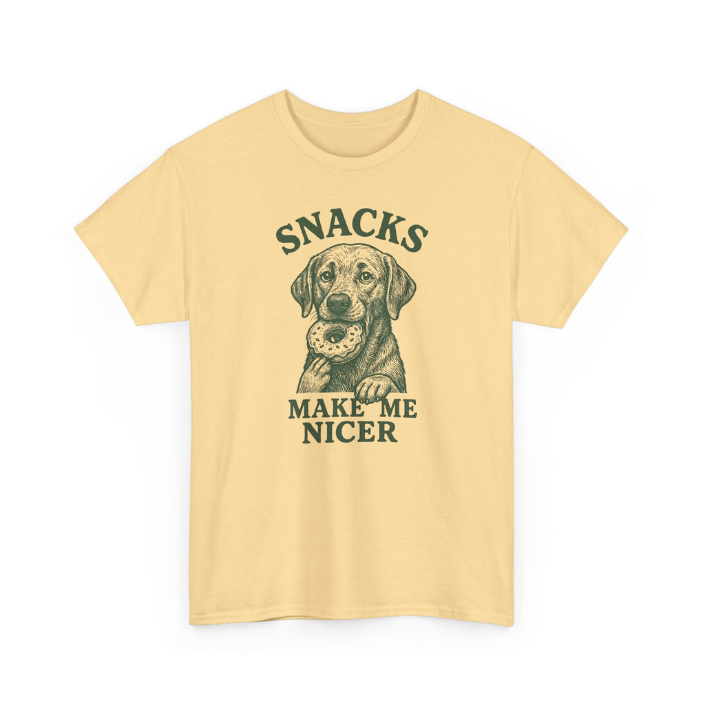 Snacks Make Me Nicer Labrador With Donut Graphic Novelty T-Shirt