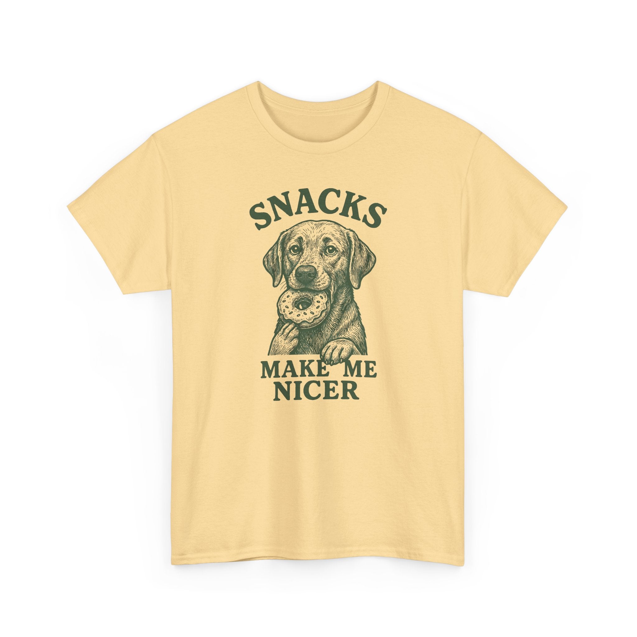 Snacks Make Me Nicer Labrador With Donut Graphic Novelty T-Shirt