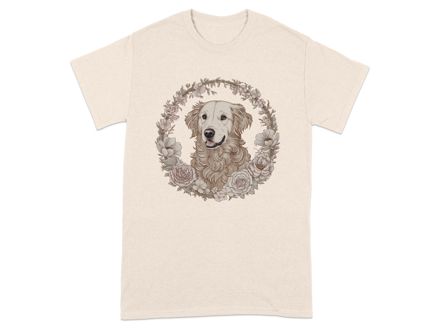 Golden Retriever Surrounded By Flowers T-shirt product