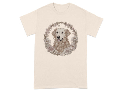 Golden Retriever Surrounded By Flowers T-shirt product