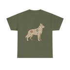 Floral German Shepherd Silhouette Unique Graphic Design T-Shirt