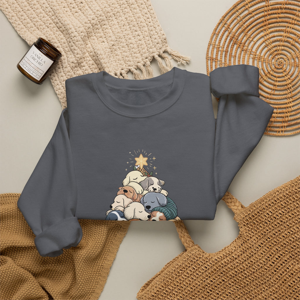 Sleeping Dogs Stacked Christmas Tree Funny Holiday Sweatshirt