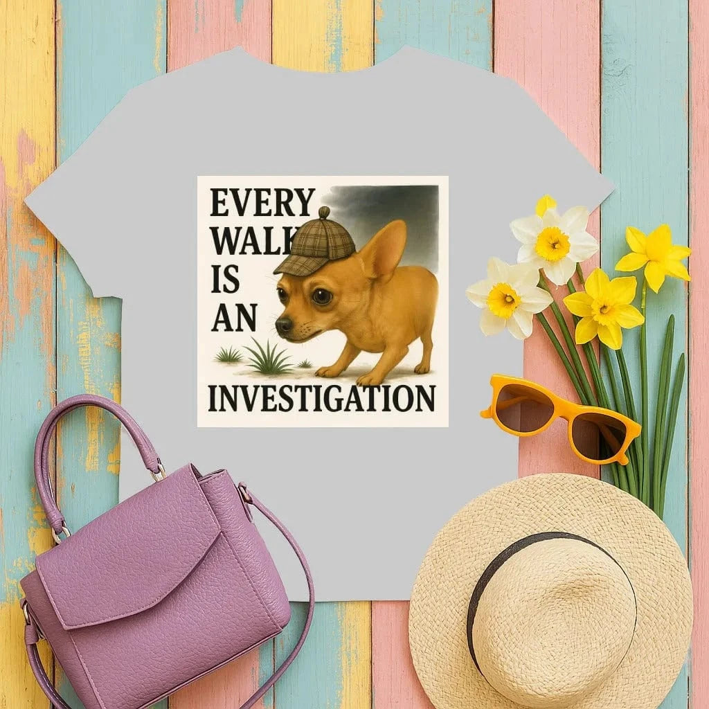 Every Walk is an Investigation Chihuahua T-Shirt Sport Grey T-shirt