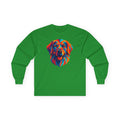 Geometric Golden Retriever Dog Colorful Art Long Sleeve Tee in Irish Green