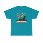 Gordon Setter Resting on Book Amidst Blooms Garden Art T-Shirt