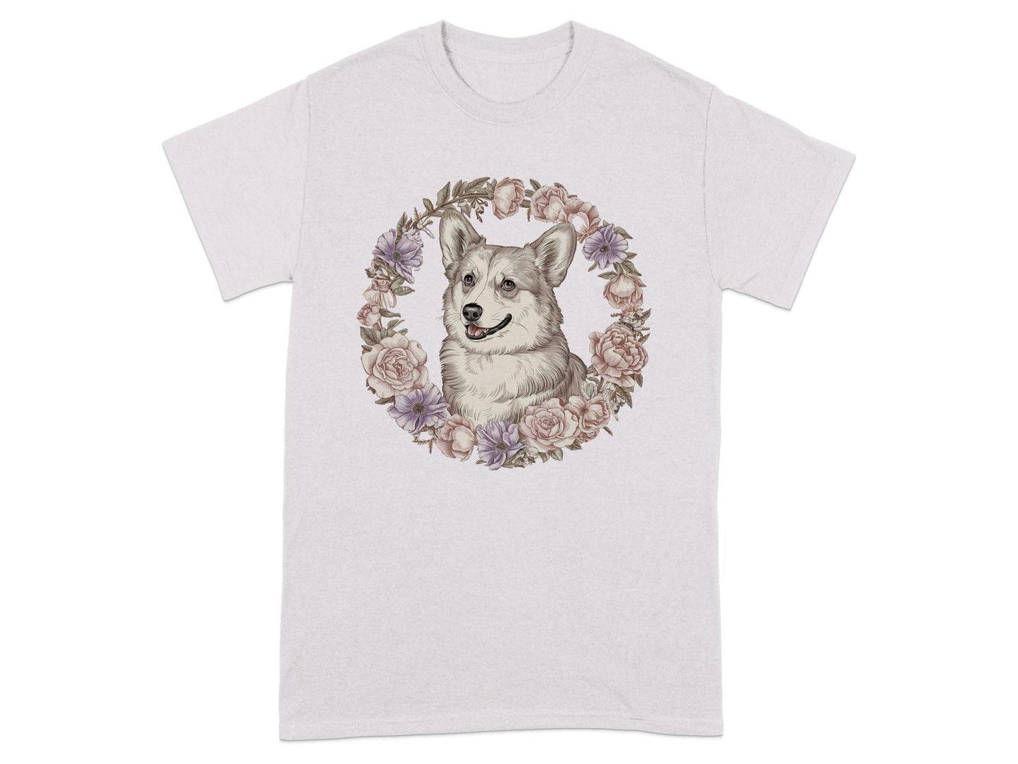 Adorable Dog Surrounded By Flowers Graphic T-shirt product