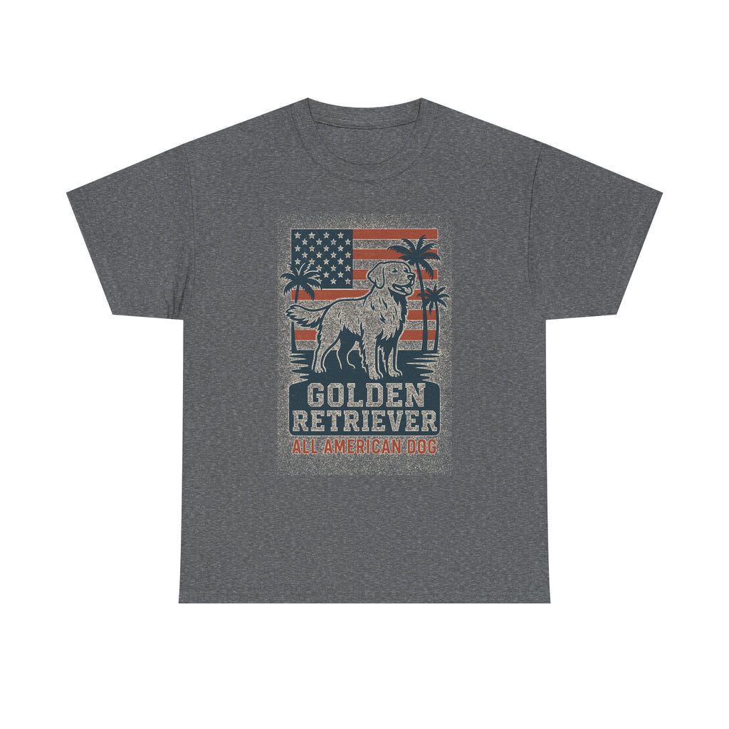 Golden Retriever All American Dog with Flag and Palms T-Shirt
