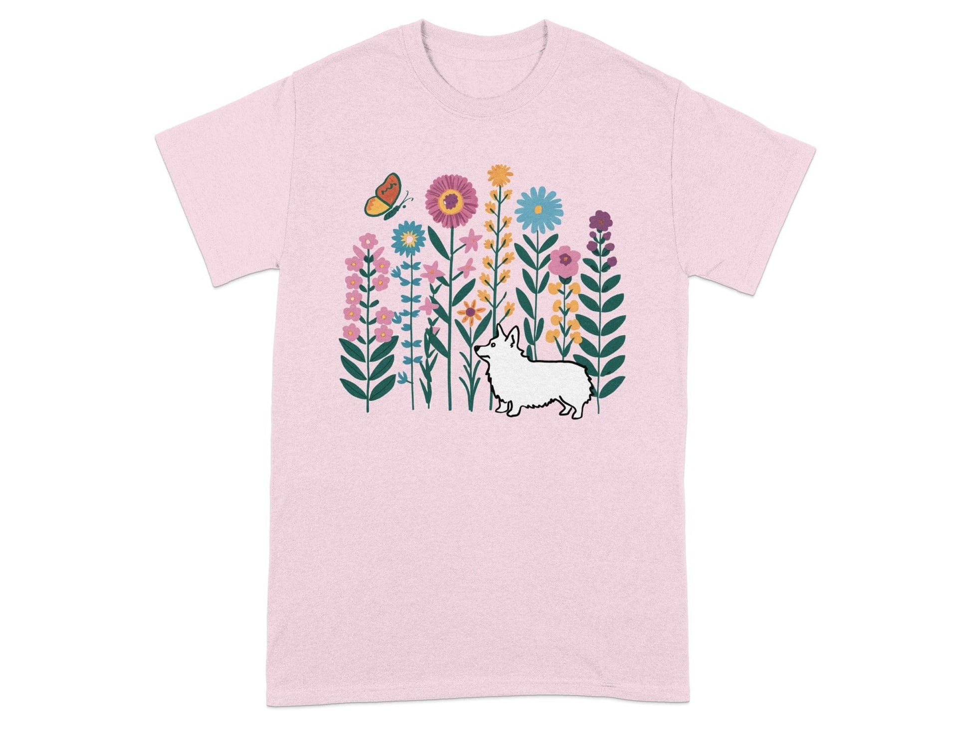 Colorful Flower Garden with Dog T-Shirt product