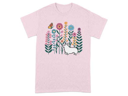 Colorful Flower Garden with Dog T-Shirt product