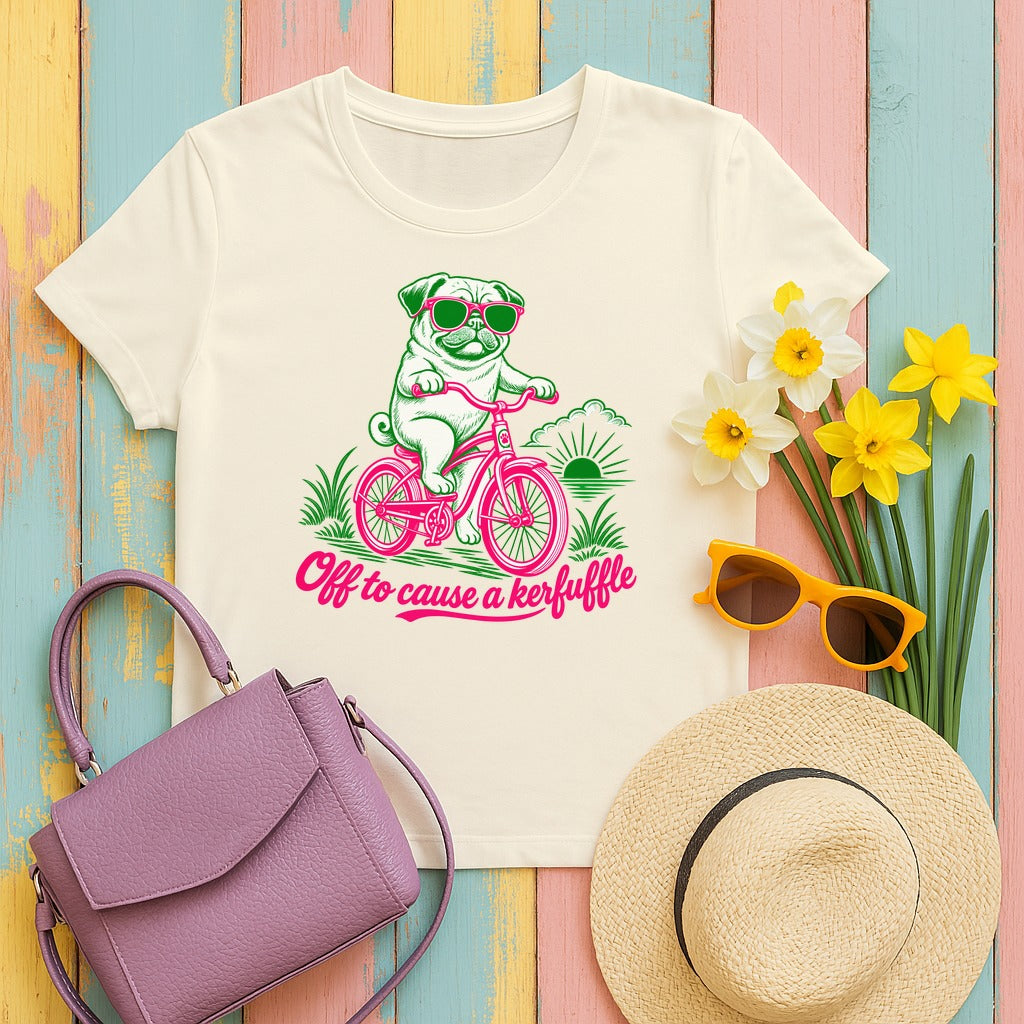 Kerfuffle Pug Ride T-Shirt in Natural