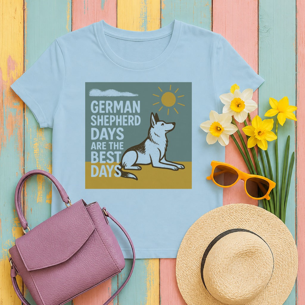 German Shepherd Days Premium Graphic T-Shirt in Light Blue