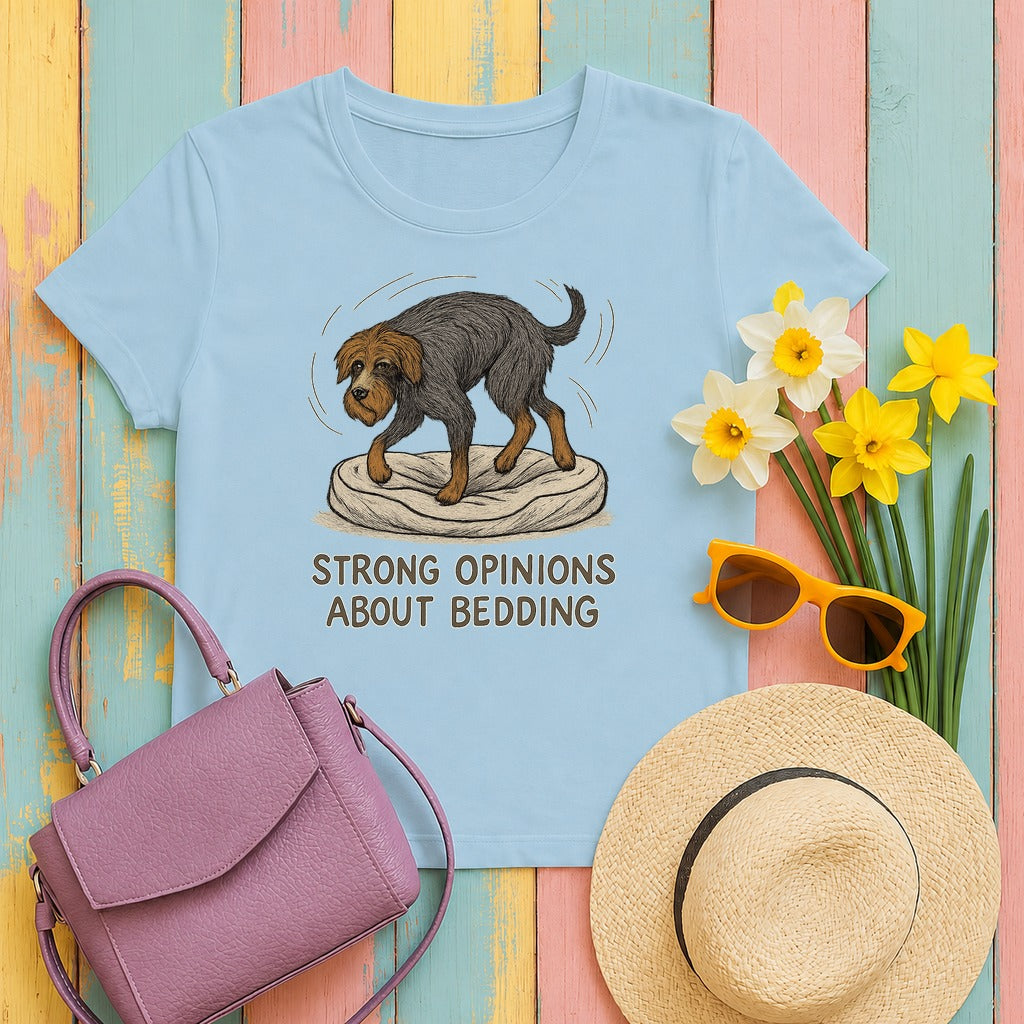 Wirehaired Pointing Griffon Strong Opinions About Bedding T-shirt in Light Blue