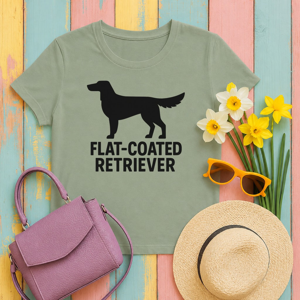 Flat-Coated Retriever Silhouette Tee in Sage