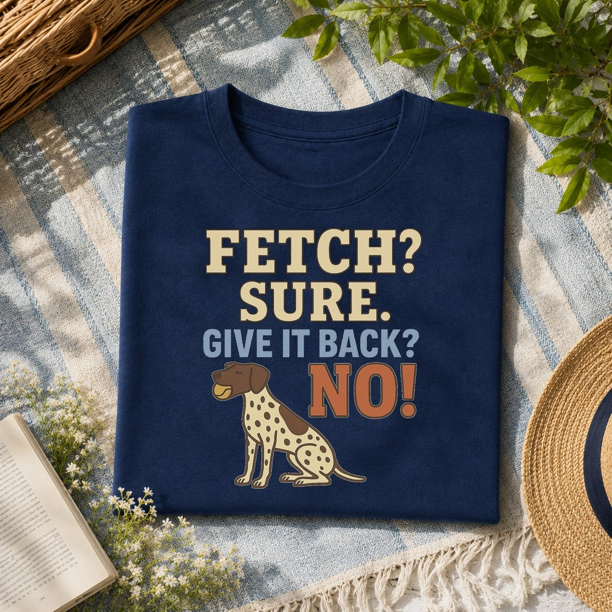 German Shorthaired Pointer fetch tee flat-lay