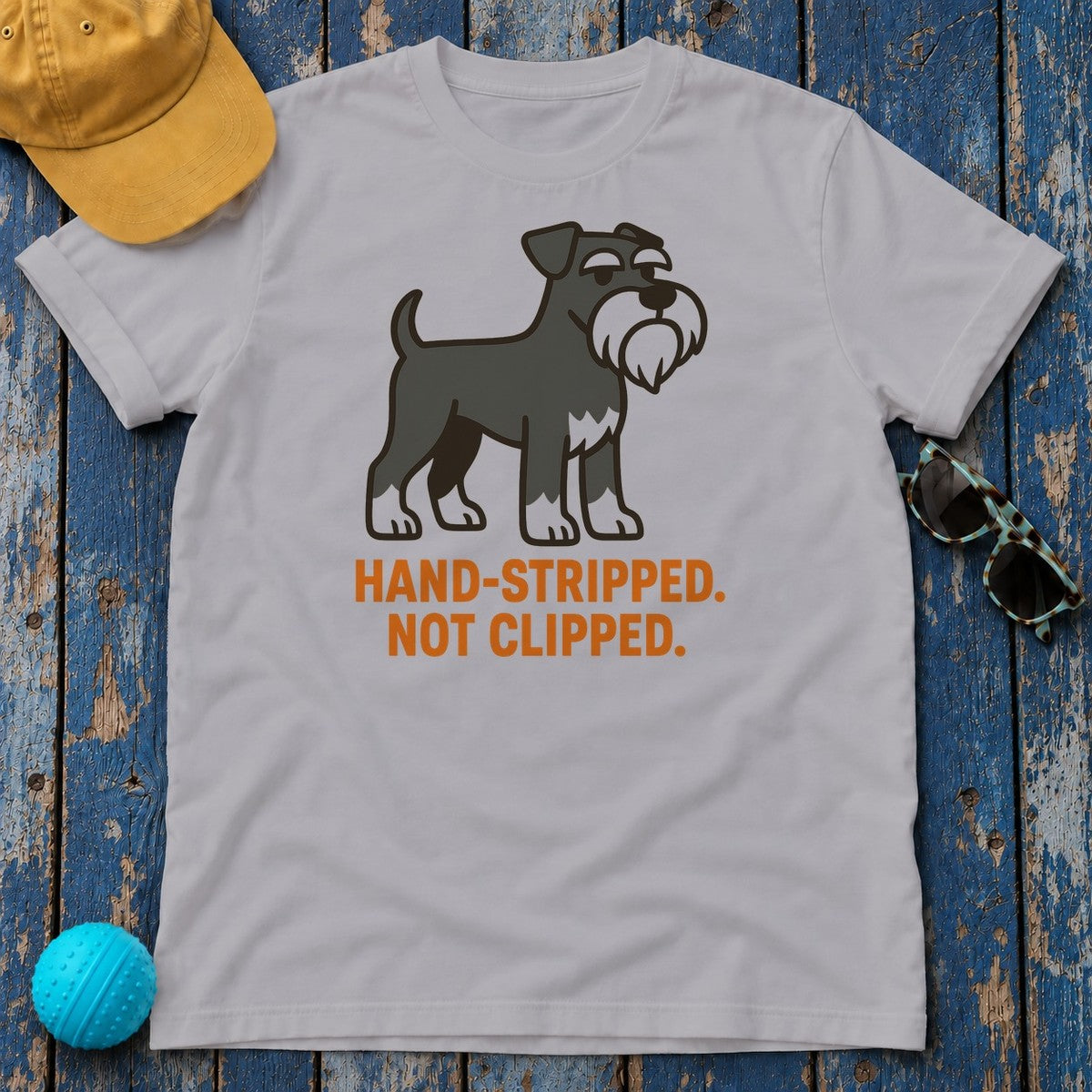 Hand-Stripped Not Clipped Miniature Schnauzer T-Shirt in Athletic Heather