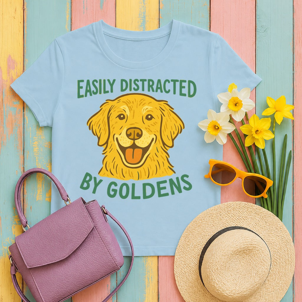 Easily Distracted By Goldens T-Shirt in Light Blue