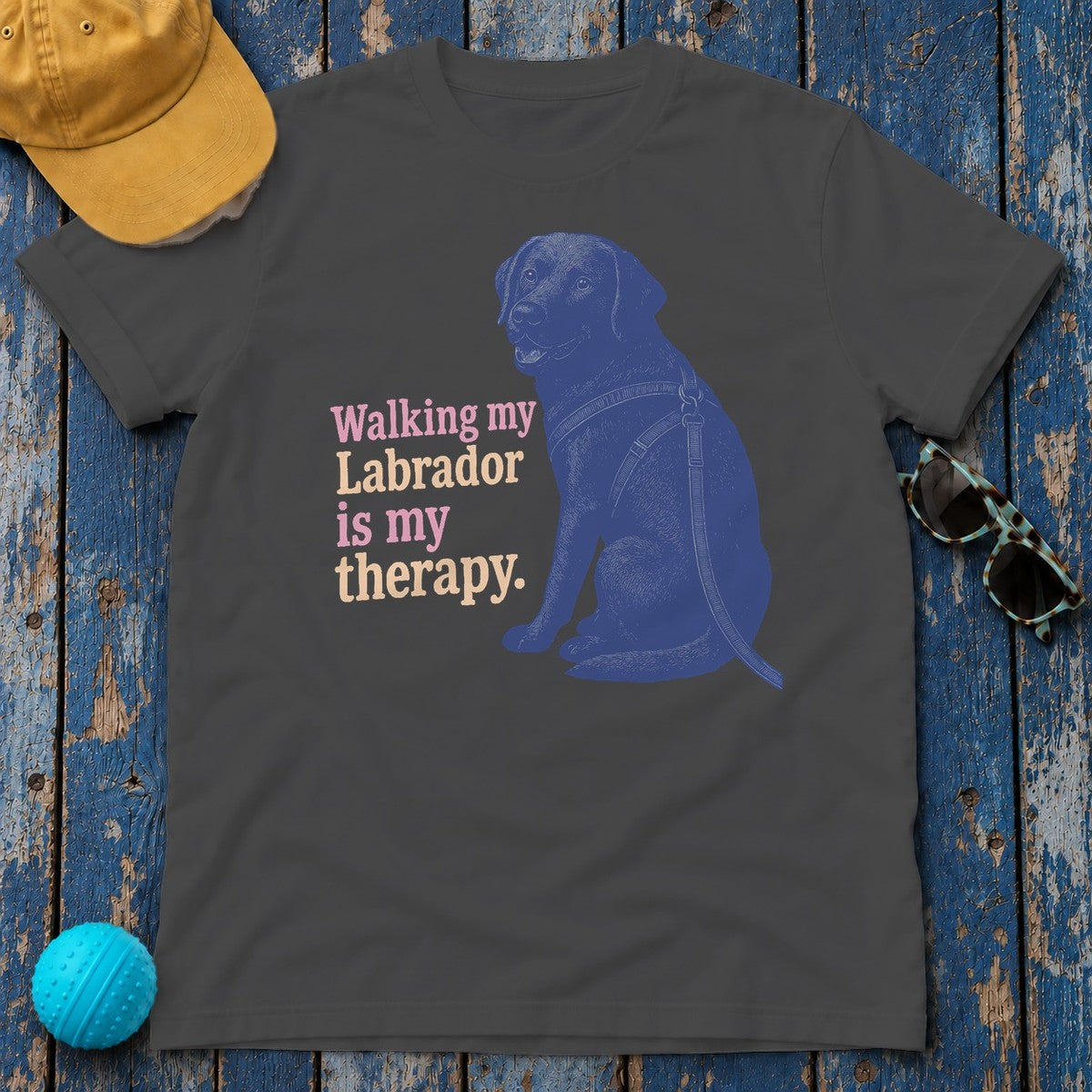 Walking My Labrador Therapy T-Shirt in Dark Heather