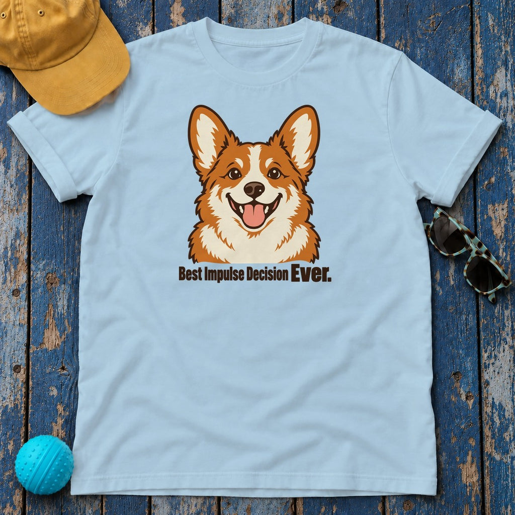 Best Impulse Decision Ever Corgi T-Shirt — Light Blue