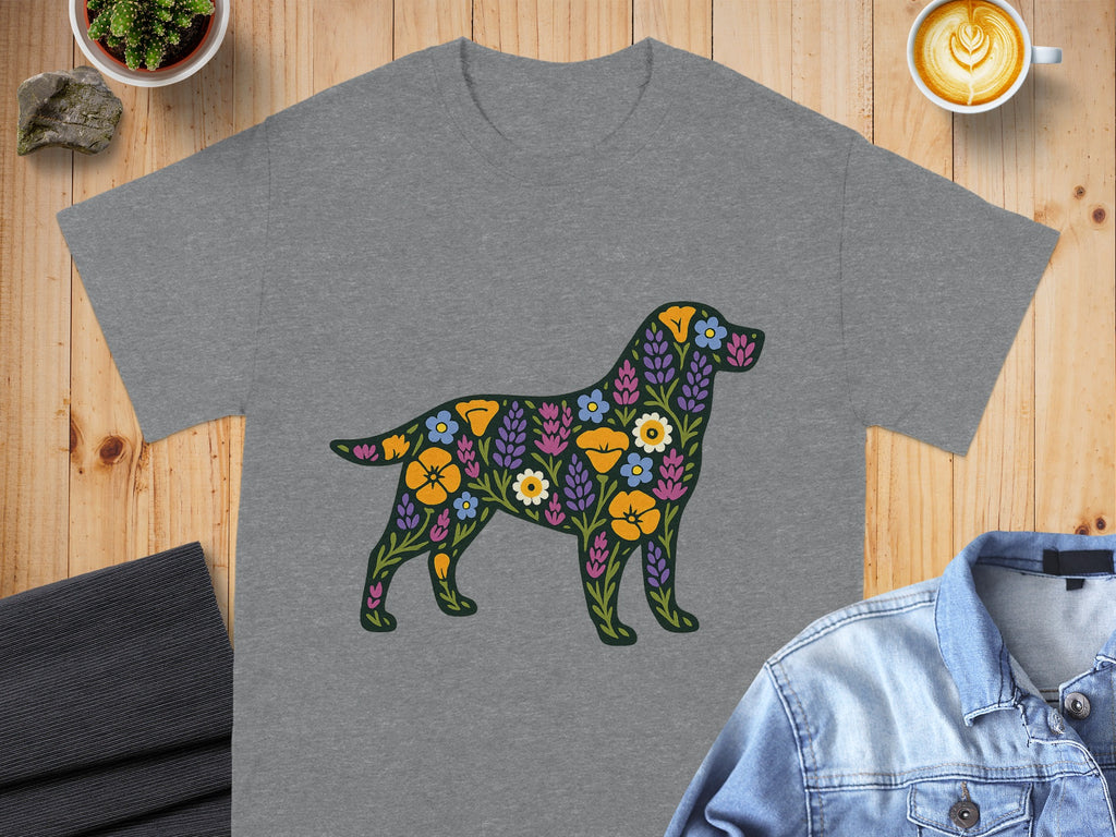 Colorful Floral Dog Graphic Design T-Shirt product