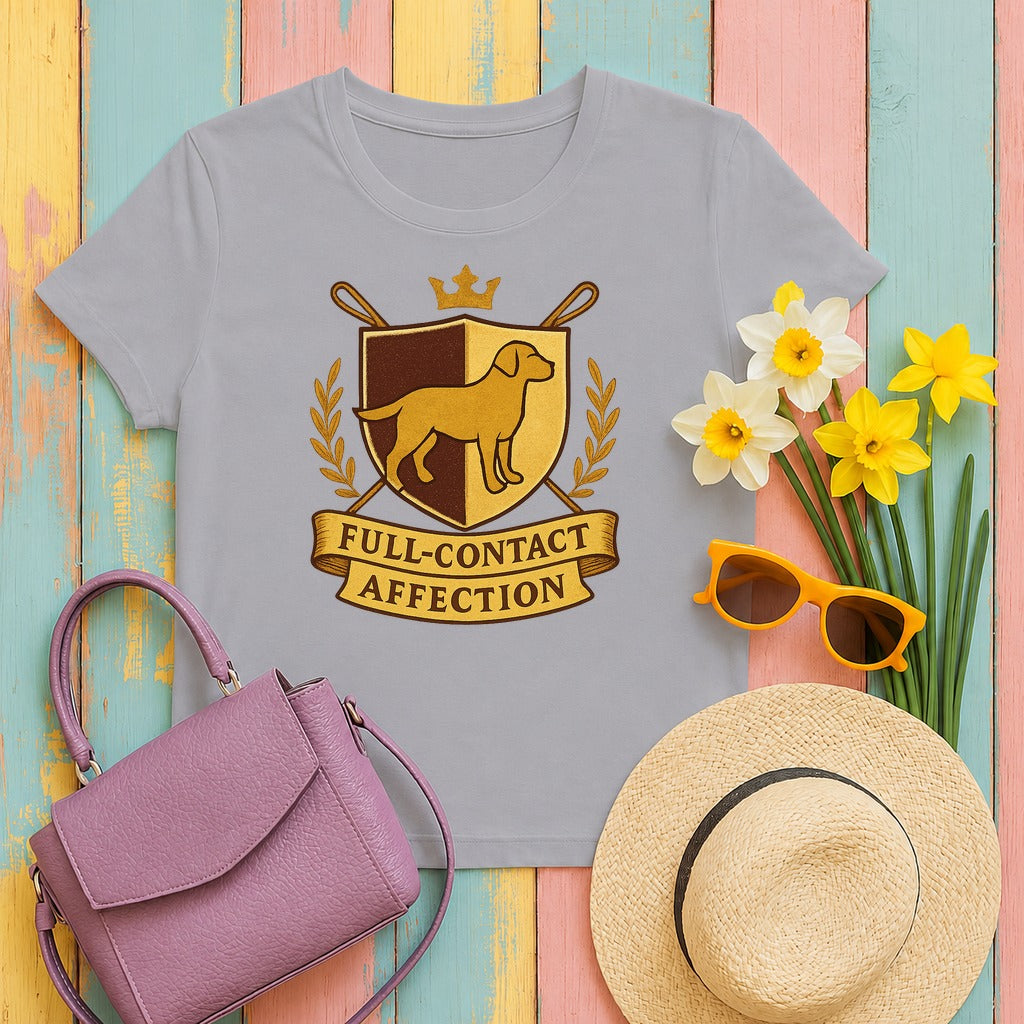 Chocolate Lab Full-Contact Affection T-shirt in Athletic Heather