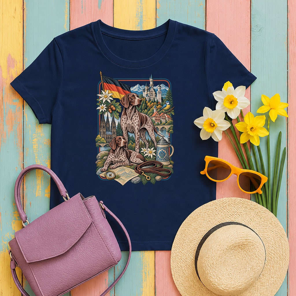 German Shorthaired Pointer Germany Heritage tee, Navy