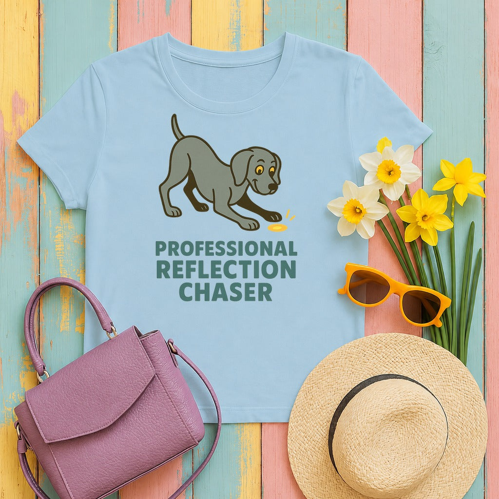 Weimaraner Reflection Chaser Tee in Light Blue
