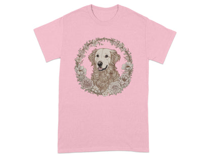 Golden Retriever Floral Design Pink T-shirt product