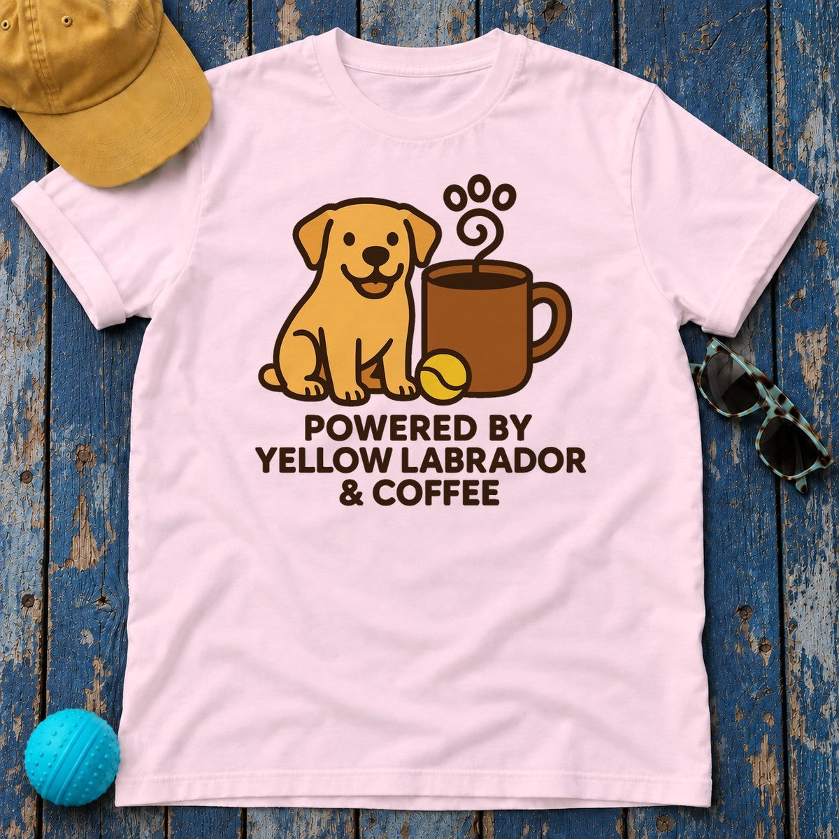 Lab & Coffee Fuel Dog Lover's T-Shirt in Light Pink