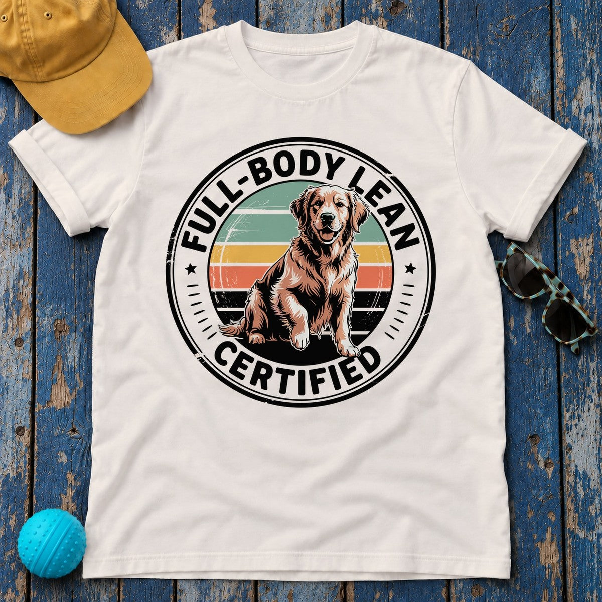 Full Body Lean Certified Golden Retriever T-Shirt in Ice Grey