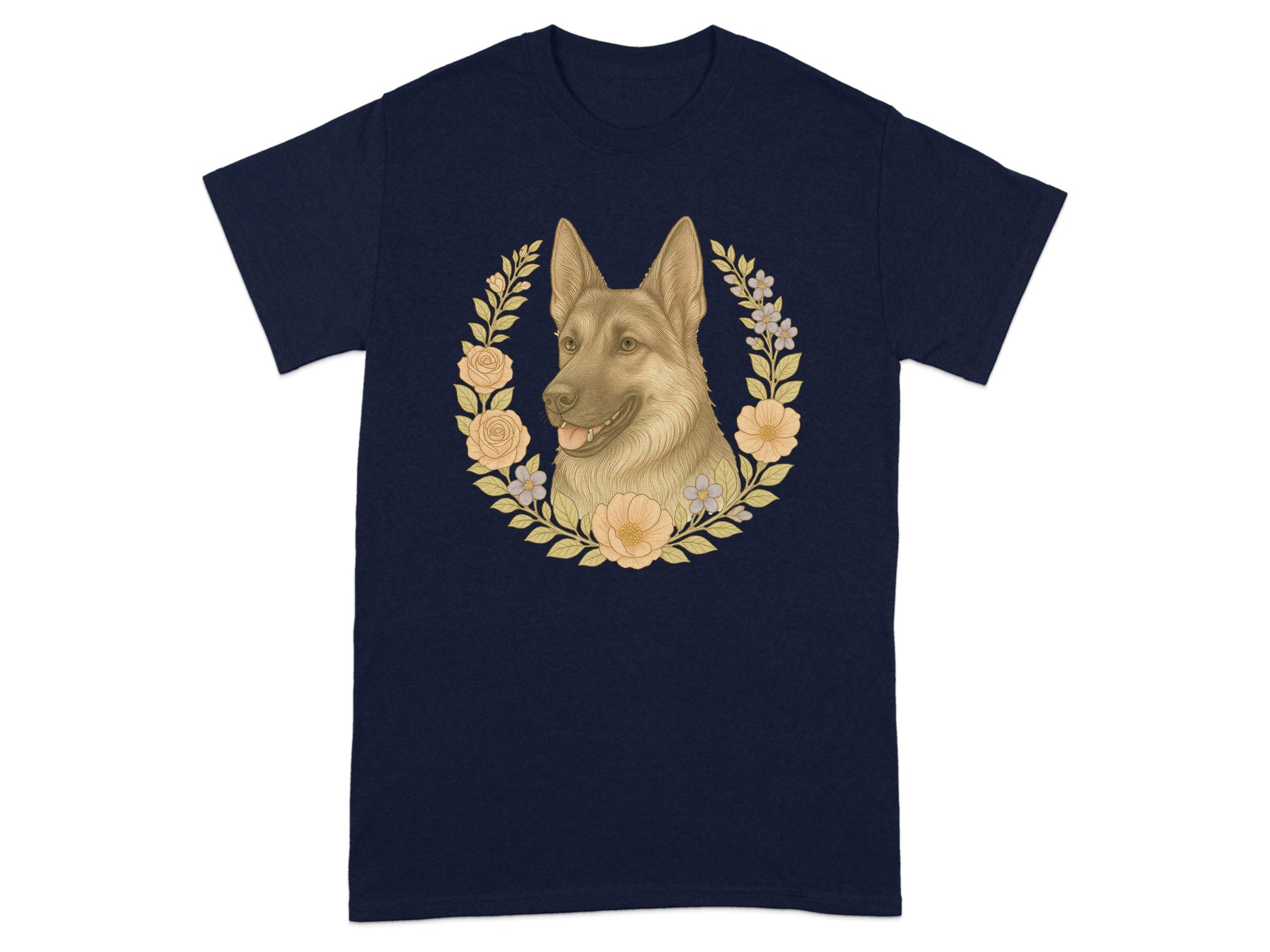 German Shepherd Surrounded By Flowers T-shirt