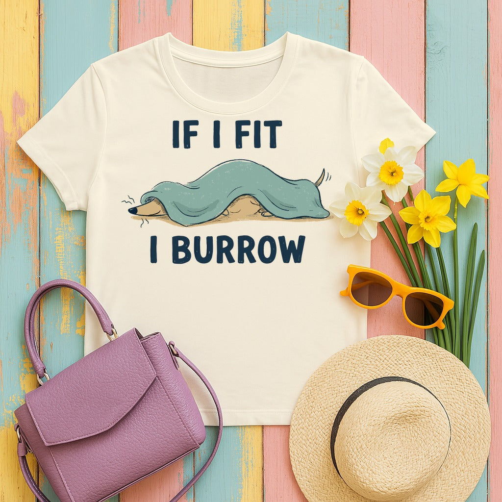 If I Fit I Burrow Dachshund T-Shirt in Natural