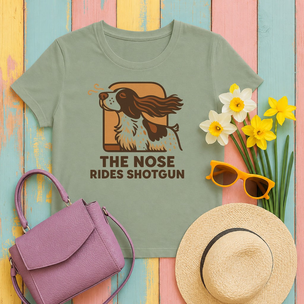 Springer Nose Rides Shotgun Tee in Sage
