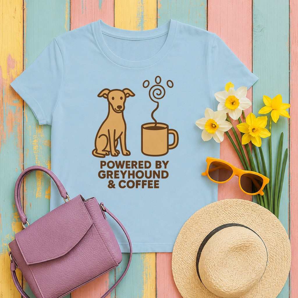 Powered by Greyhound & Coffee Tee in Light Blue