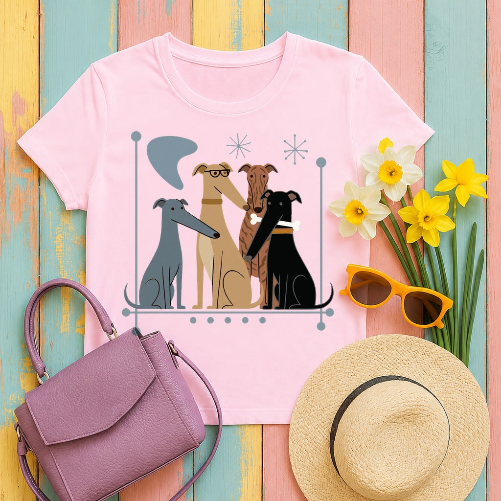 The Pack: Mid-Century Greyhound T-Shirt in Light Pink