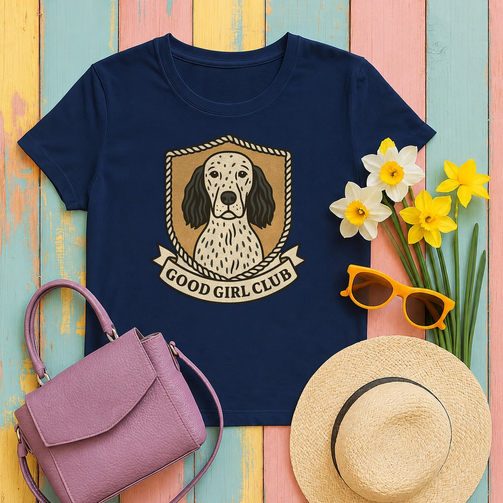 English Setter Good Girl Club Tee in Navy
