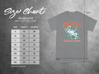 Gildan 5000 size chart with shirt graphic and text "ChillOut Zoomies Are Inevitable".