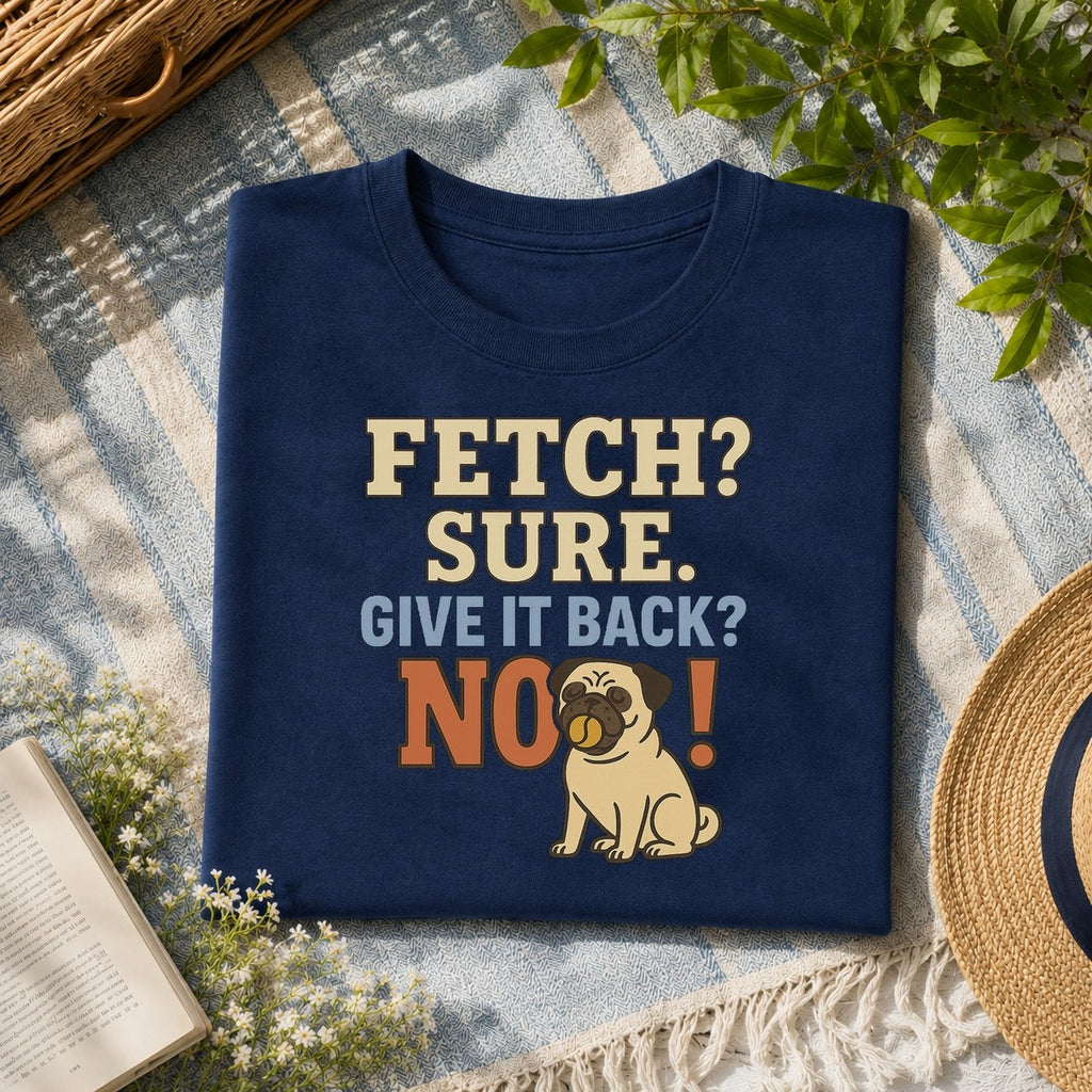 Pug fetch tee flat-lay