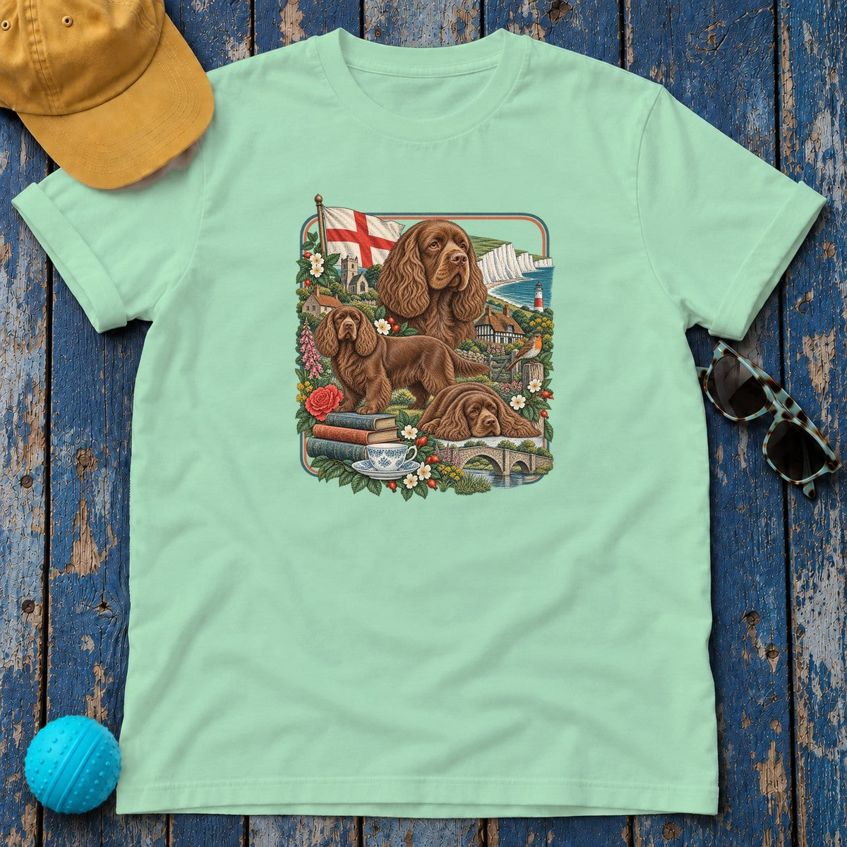 Sussex Spaniel England Heritage T-Shirt in Mint