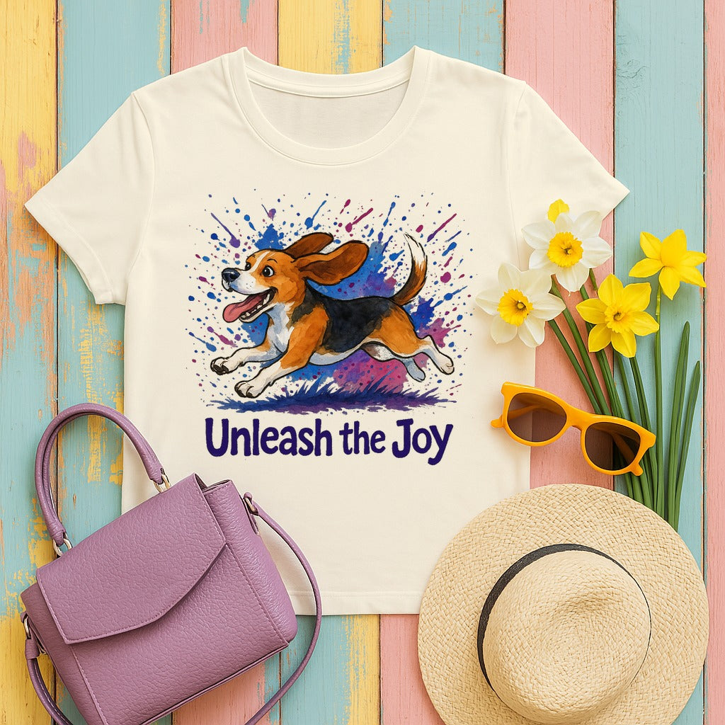 Unleash the Joy Watercolor Beagle T-Shirt in Natural